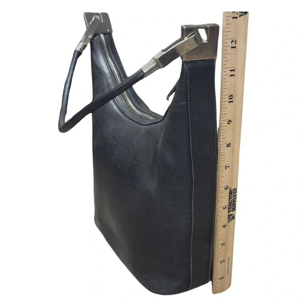 GUCCI 1997 TOM FORD ERA Smooth Black Calfskin‎ Leather Hobo 3814 w/ GG DustBag - Picture 7 of 13